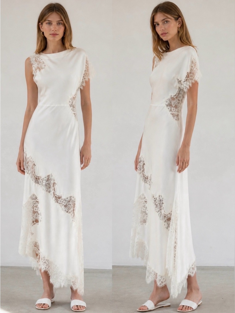 Last chance A.L.C. Alessia Textured Satin And Lace Maxi Dress - Picture 10 of 15
